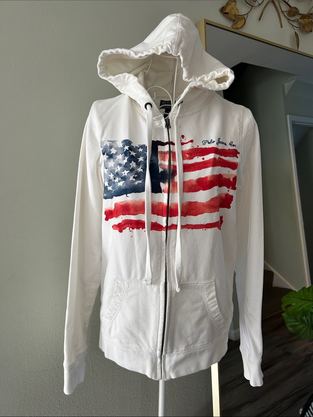Polo by Ralph Lauren White Hoodie with Navy Label